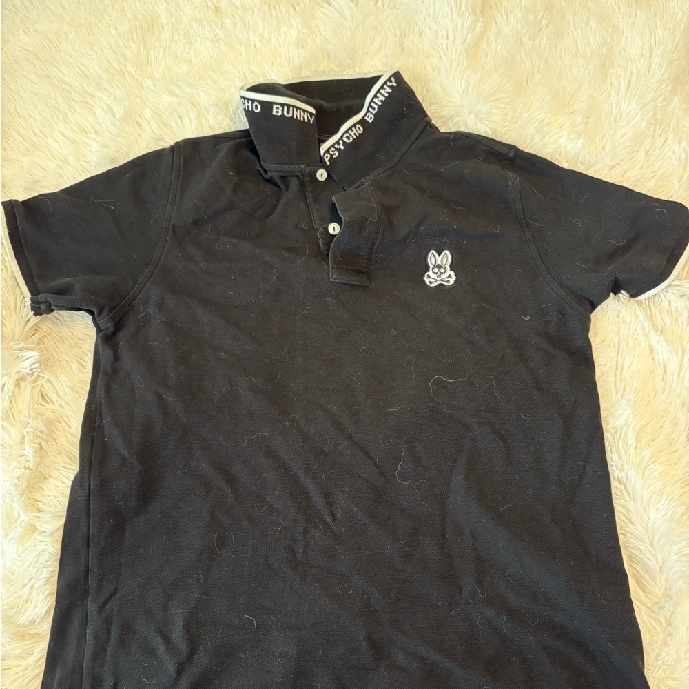 Psycho Bunny Men's Polo Shirt with Black and White Accents